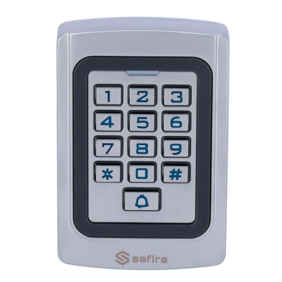Teclado digital Safire com botões numéricos e símbolo de campainha