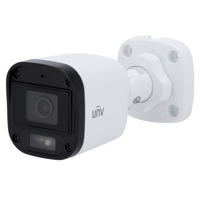 Câmara de segurança branca e preta com suporte de montagem