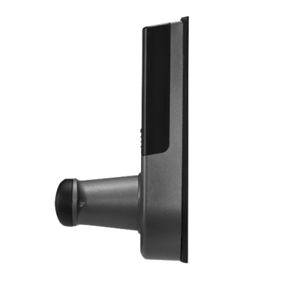 Acessório de aspirador de pó preto e cinzento de perfil com fundo branco