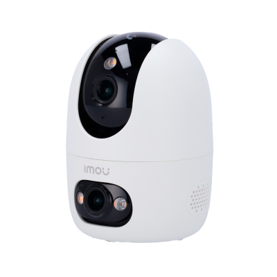 Câmara de vigilância branca IMOU com duas lentes pretas e luzes led