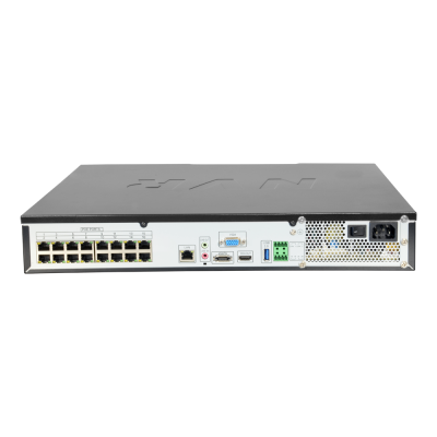 Dispositivo eletrónico preto com múltiplas portas na parte traseira