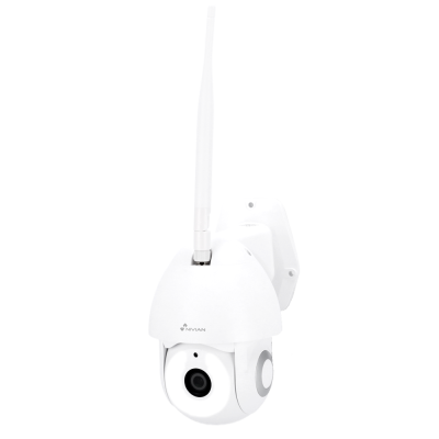 Câmara de segurança branca NIVIAN com antena e suporte de parede
