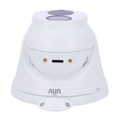 Câmara de segurança domo branca com duas lentes e base cónica