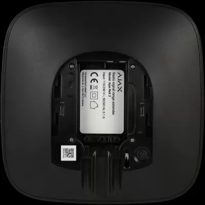 Extensor de sinal rádio AJAX preto com etiqueta e botão