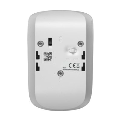 Sensor de movimento branco Ajax MotionProtect Plus com interruptor e QR