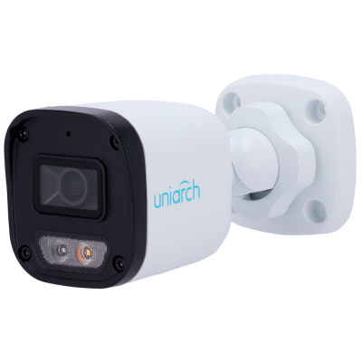 Câmara de segurança branca com lente e luz LED