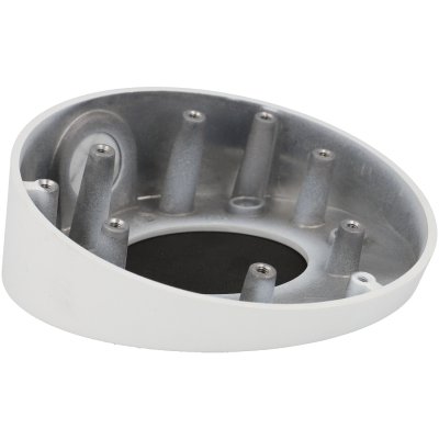 Suporte plástico oval branco com colunas internas cinza metálico