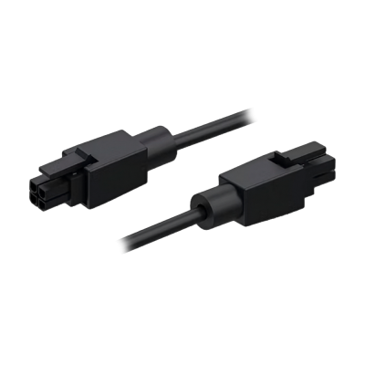 Cabo preto com conectores de 4 pinos em fundo negro