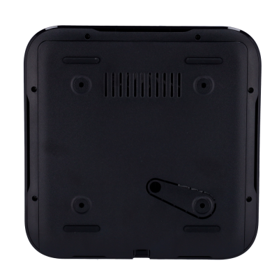 Base preta quadrada de dispositivo eletrônico com ventilação e acesso