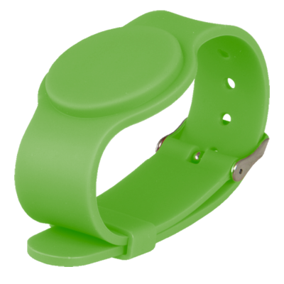 Pulseira fitness verde de silicone com fecho metálico