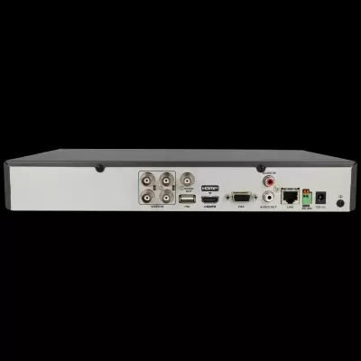 Parte traseira de dispositivo eletrónico com várias portas e conectores