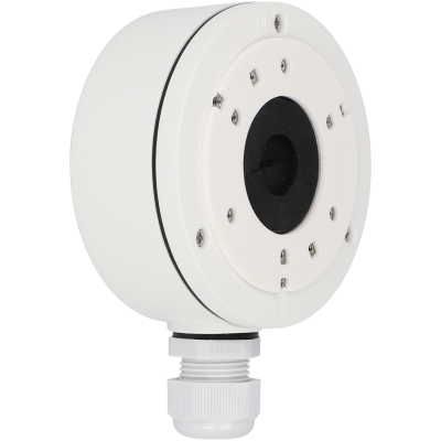 Câmara de vigilância branca redonda com LEDs e conector