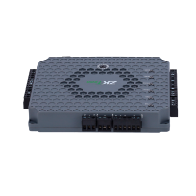 Dispositivo eletrónico cinzento com padrão em favo de mel e várias conexões