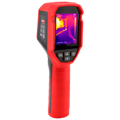 Termovisor profissional vermelho e preto com ecrã digital a cores