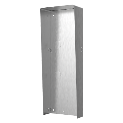 Estrutura metálica prateada com acabamento escovado