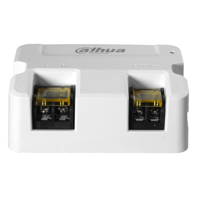 Dispositivo elétrico branco Dahua Technology com terminais de conexão amarelos