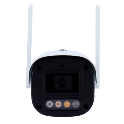 Câmara de segurança branca com lente e LEDs pretos