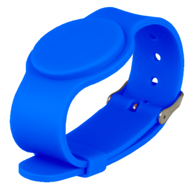 Pulseira de silicone azul com fecho metálico