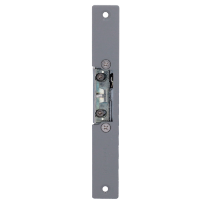 Fecho elétrico metálico cinzento com parafusos