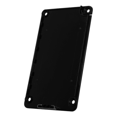 Suporte preto para dispositivo com quatro parafusos nos cantos