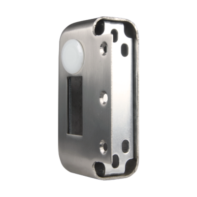 Intercom em metal prateado com botão branco