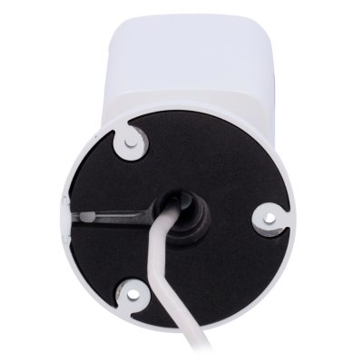 Base redonda preta de dispositivo branco com cabo branco