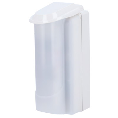 Dispensador de sabonete ou gel branco em plástico com tampa arredondada