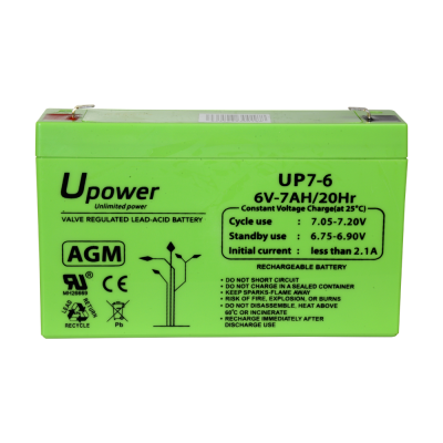 Bateria selada AGM Upower verde com texto preto