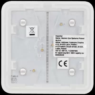 Base ou suporte branco e transparente em plástico com etiquetas e conectores dourados.