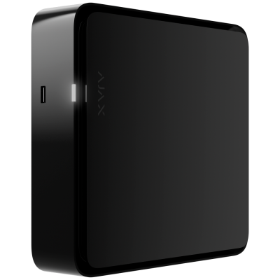 Dispositivo eletrónico preto com conector USB e texto XYXY