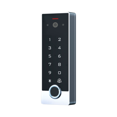 Intercomunicador digital com teclado numérico e botão iluminado azul