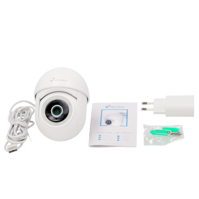 Câmara de segurança WiFi branca NIVIAN e acessórios