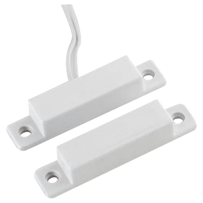 Sensores magnéticos brancos retangulares para alarme com fios e furos de fixação