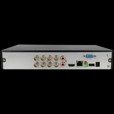 Unidade eletrónica com portas BNC, áudio, HDMI, Ethernet, USB, VGA e entrada de energia