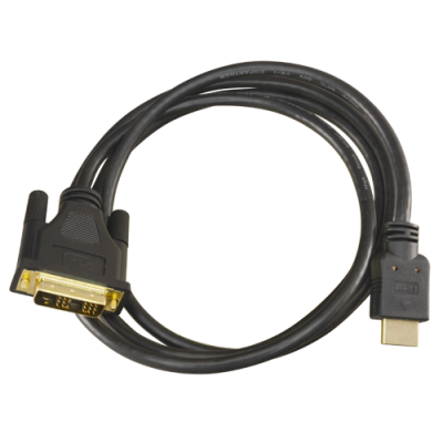Cabo HDMI para DVI preto sobre fundo branco