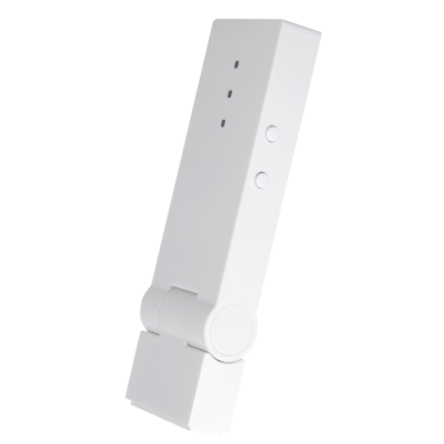 Dispositivo eletrónico branco com botões e luzes LED