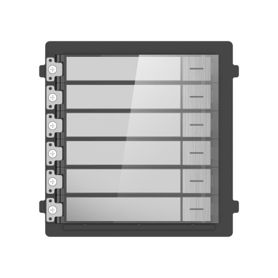 Módulo eletrônico preto com seis componentes retangulares prateados alinhados horizontalmente