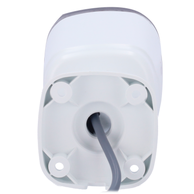 Base de suporte branco com cabo cinzento e quatro apoios redondos