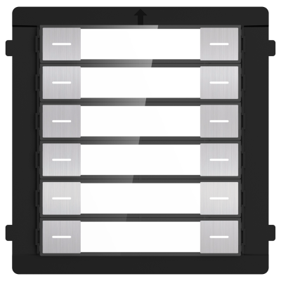 Painel de botões preto com seis linhas horizontais e botões cinzentos