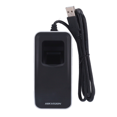 Leitor biométrico de impressões digitais preto com cabo USB