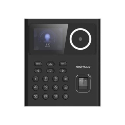 Dispositivo de acesso electrónico preto com teclado e ecrã digital da HIKVISION
