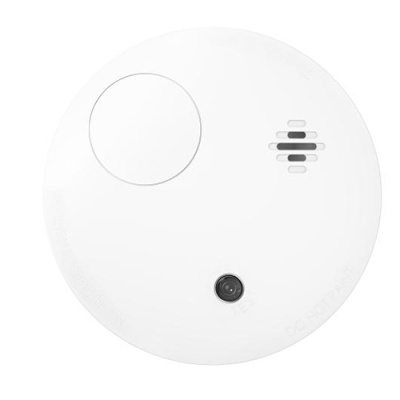 Detector de fumo branco com sensor e lente preta