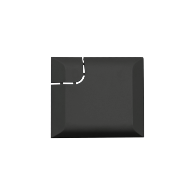 Carteira preta retangular com corte distinto no canto superior esquerdo