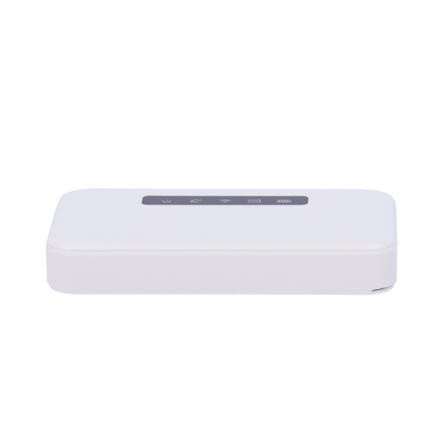 Dispositivo eletrónico branco retangular com painel superior cinza e ícones de funções