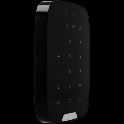 Dispositivo preto com teclado numérico e logótipo AJAX