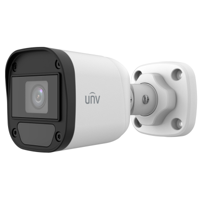 Câmara de segurança branca e preta com suporte de fixação