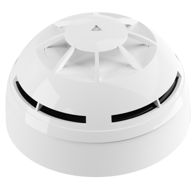 Detector de fumo branco redondo com aberturas laterais pretas