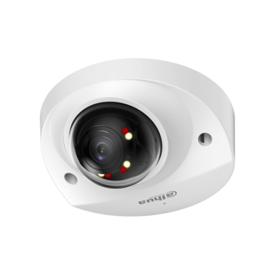 câmara de vigilância dome branca com lente preta e LEDs ao redor
