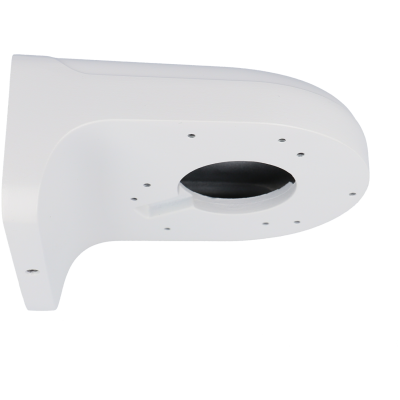 Suporte de parede branco para câmara de vigilância com vários furos e orifício central