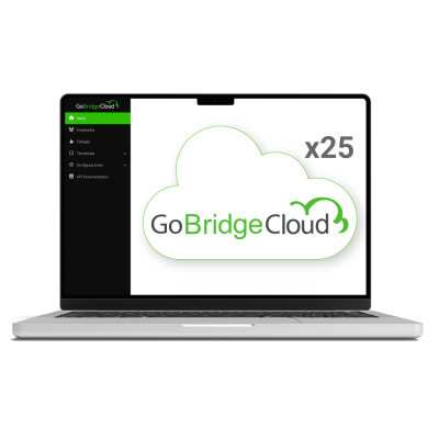 Computador portátil com interface da aplicação GoBridgeCloud no ecrã